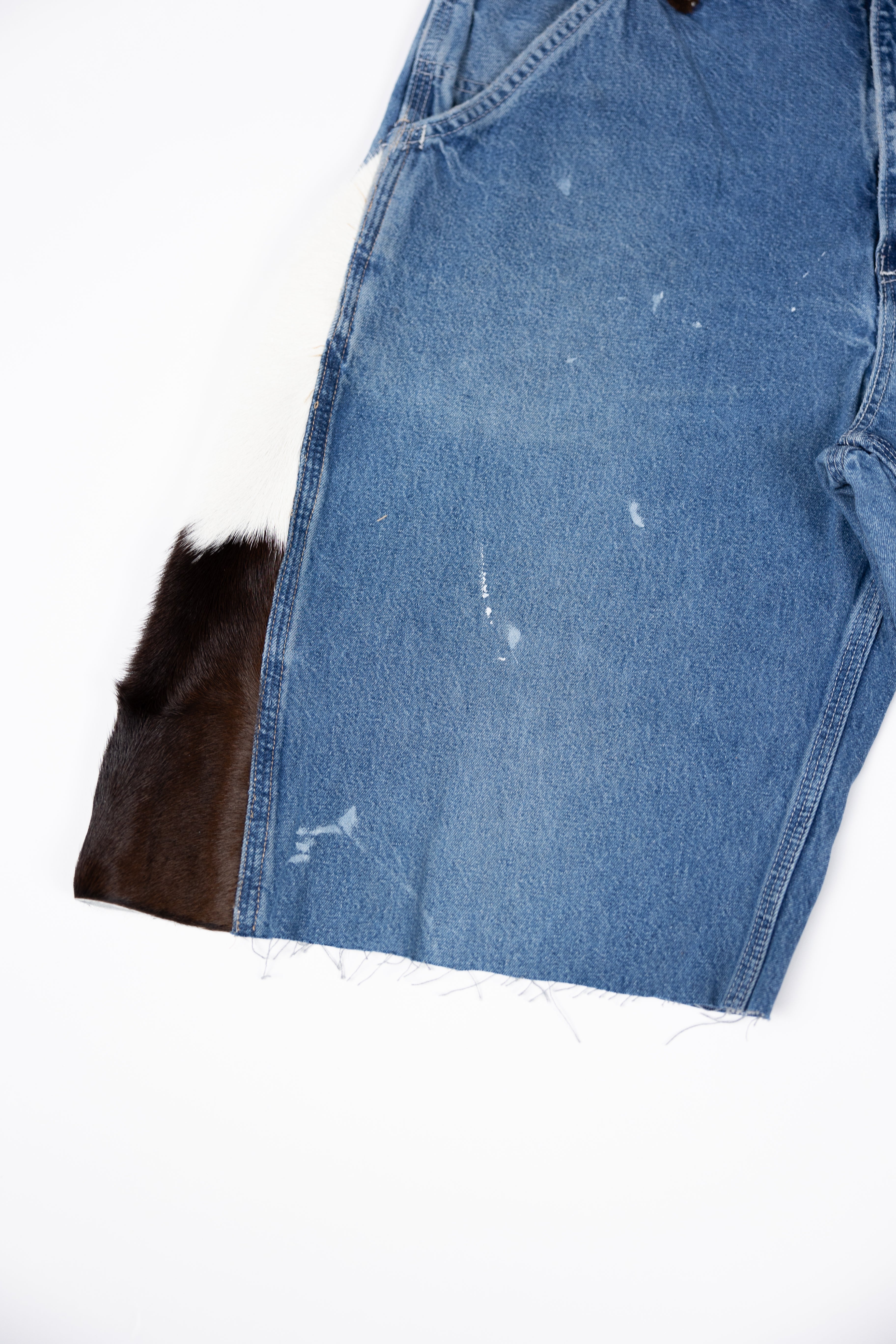 *Deify Cowhide Flare Denim Shorts