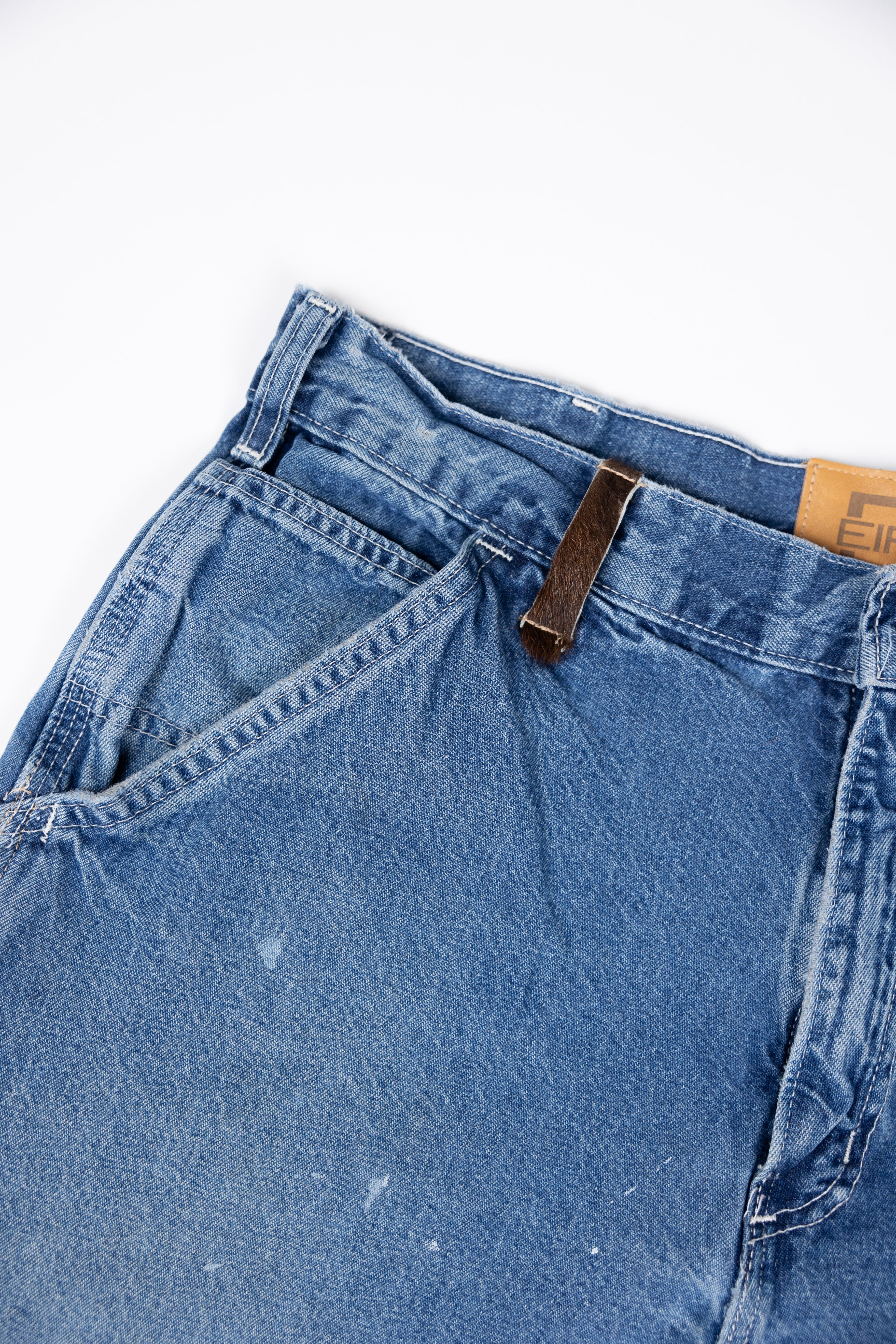 *Deify Cowhide Flare Denim Shorts