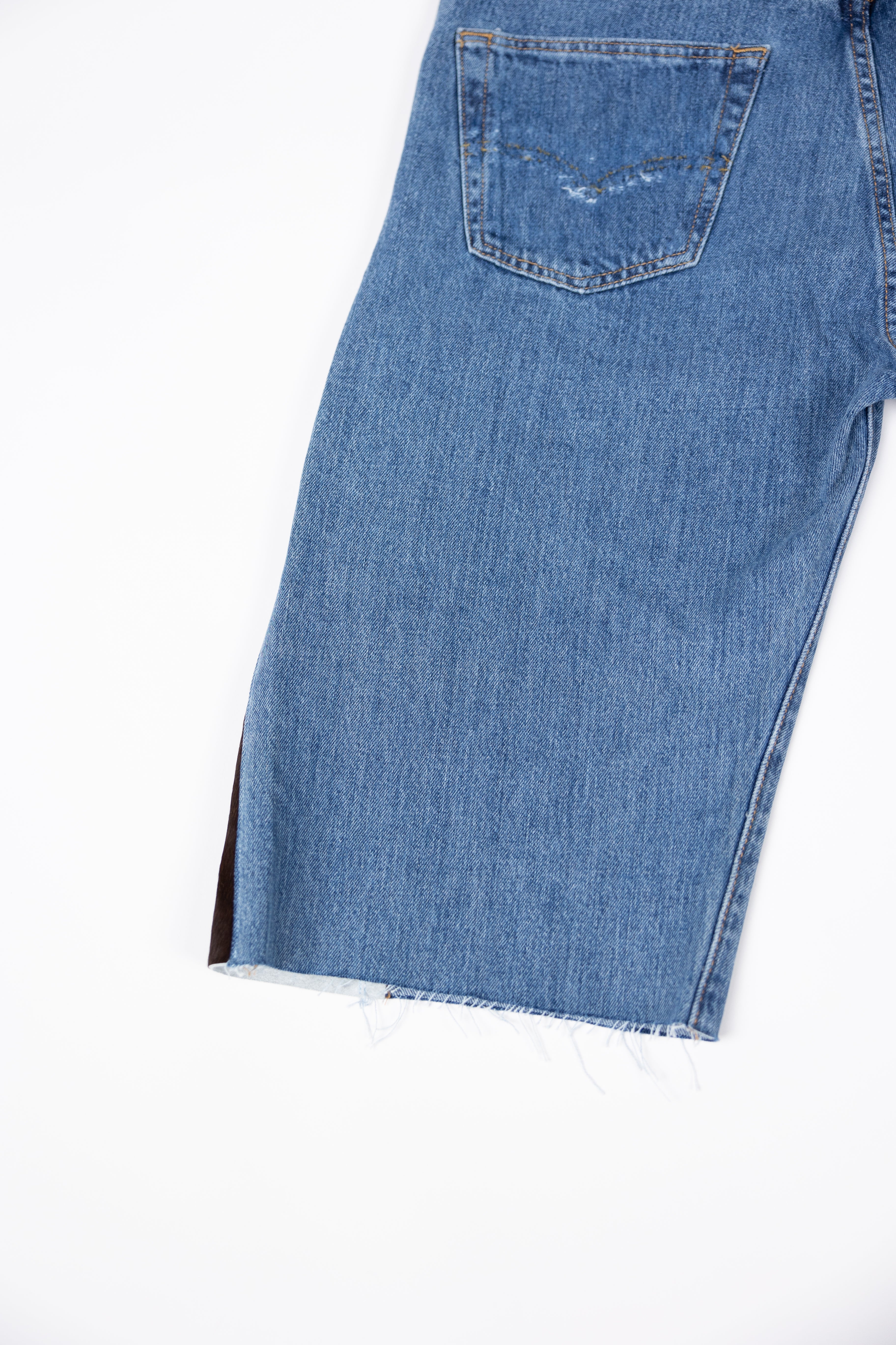 *Deify Cowhide Flare Denim Shorts