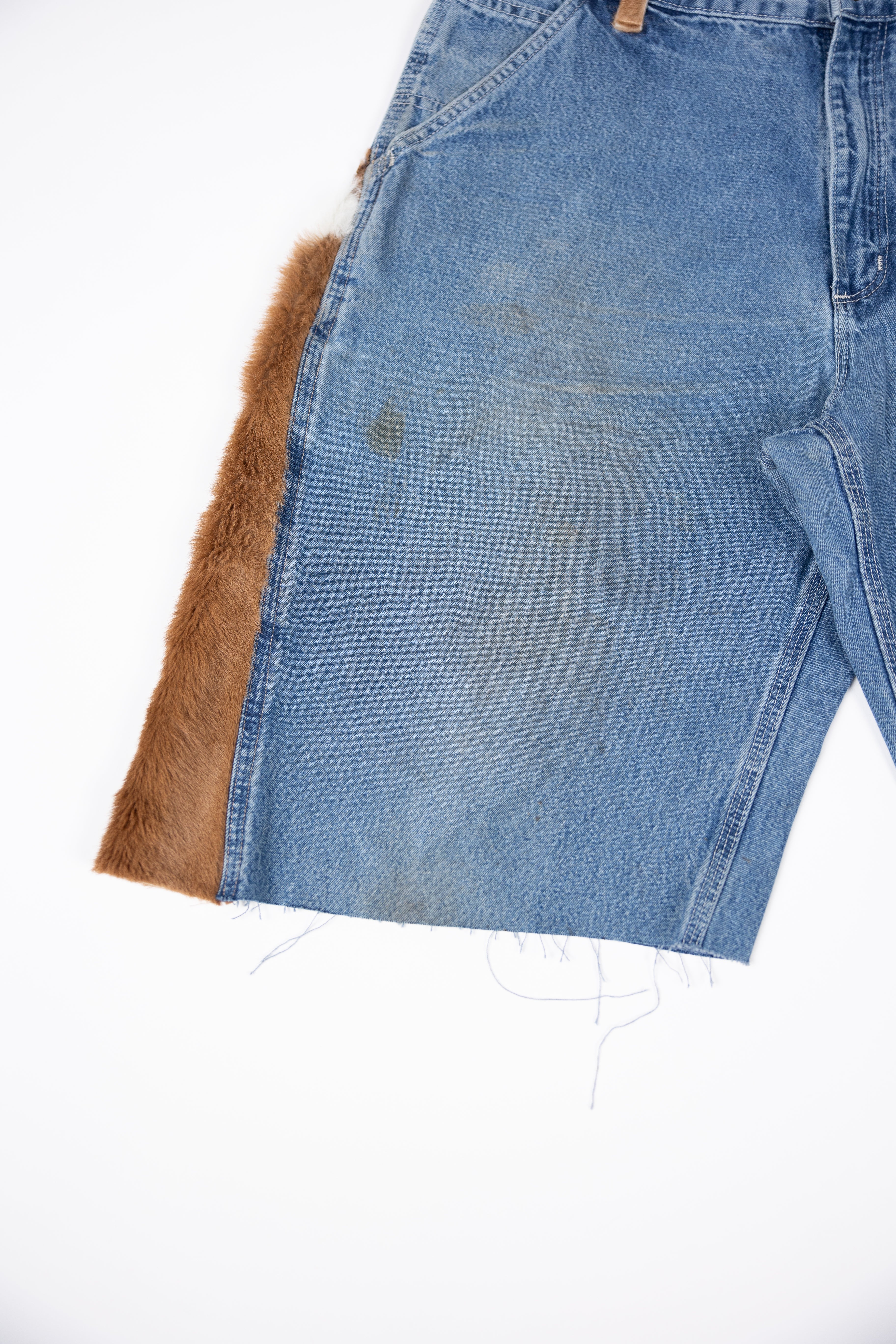 Deify Cowhide Flare Denim Shorts