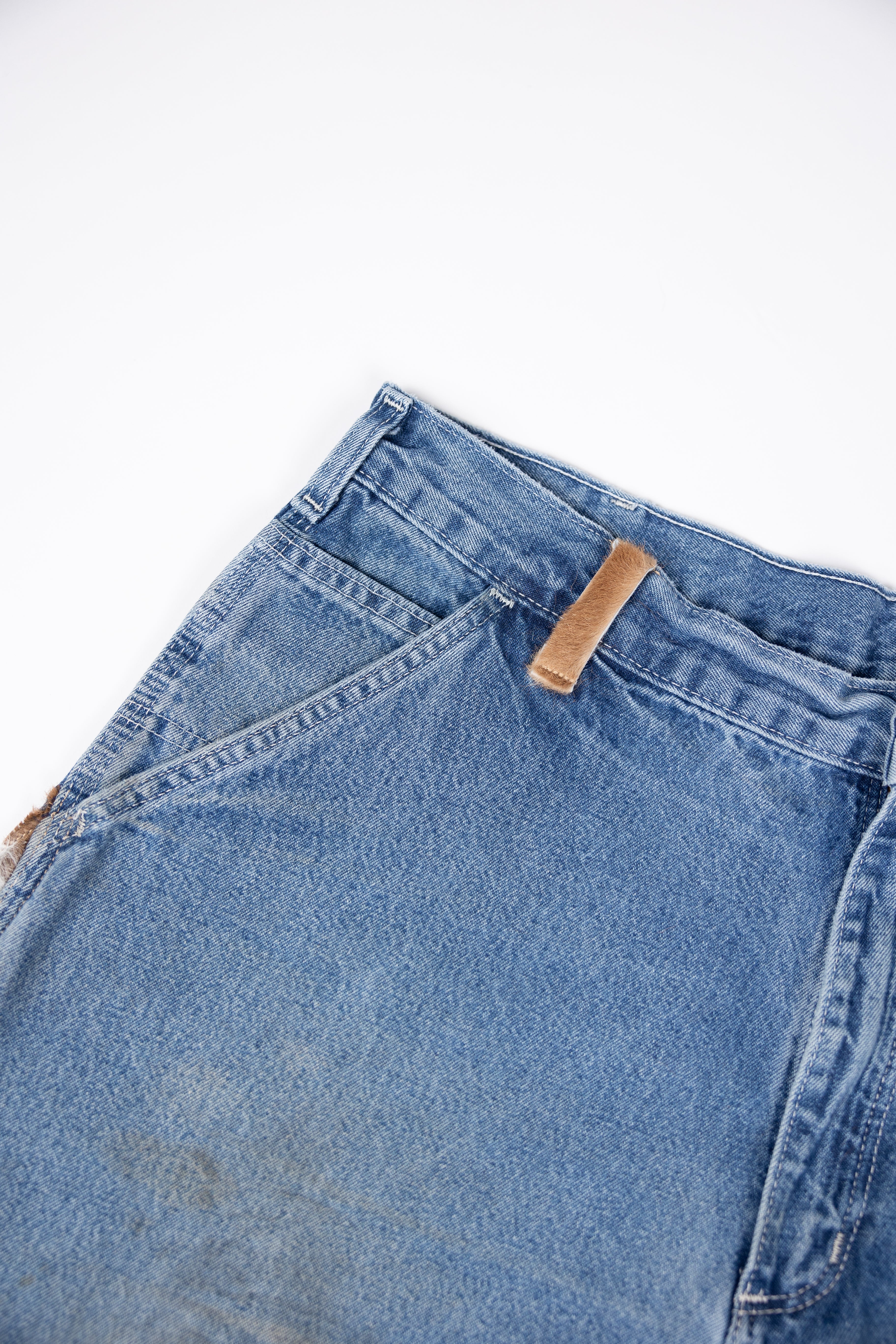 Deify Cowhide Flare Denim Shorts