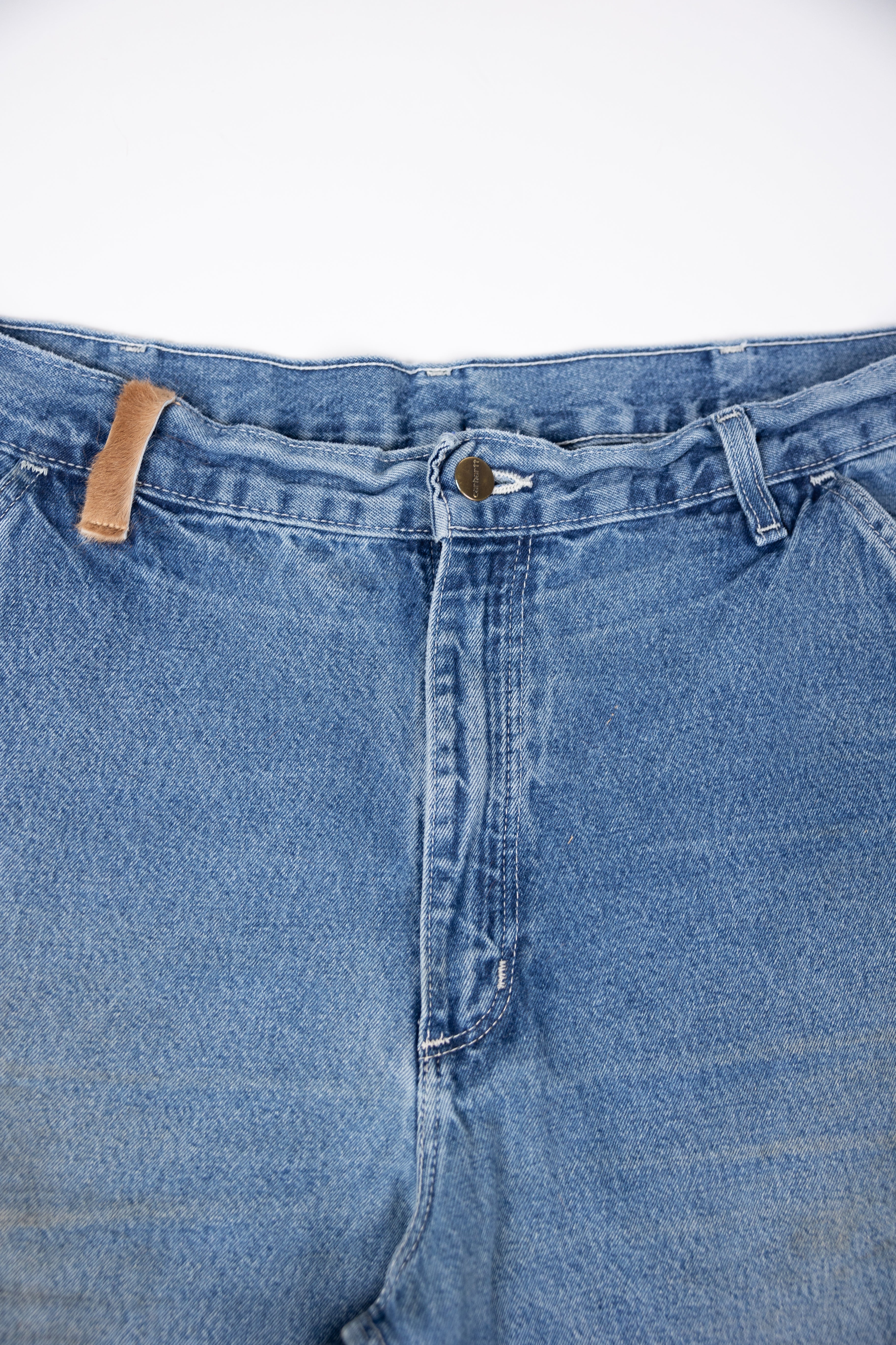 Deify Cowhide Flare Denim Shorts