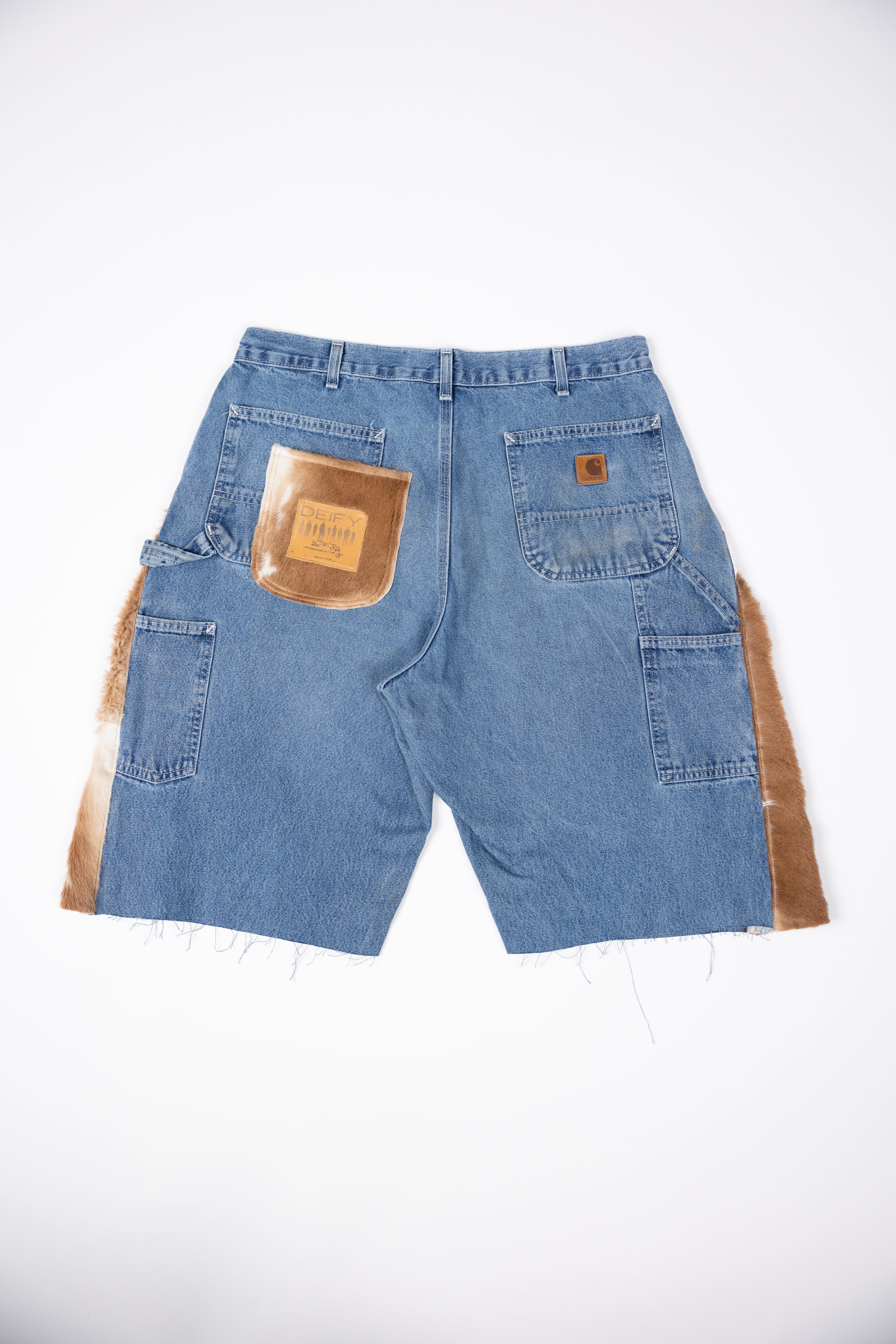 Deify Cowhide Flare Denim Shorts