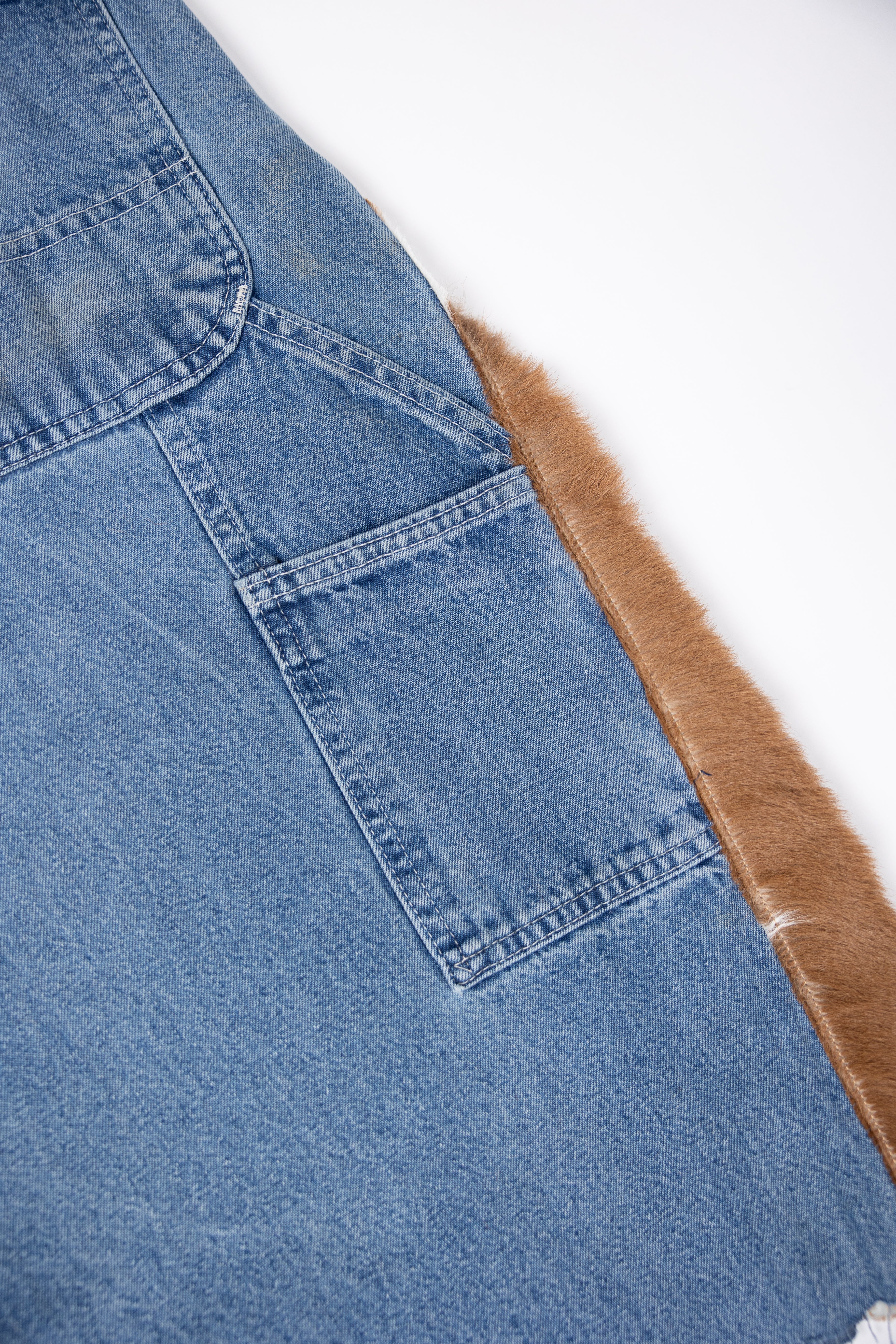 Deify Cowhide Flare Denim Shorts