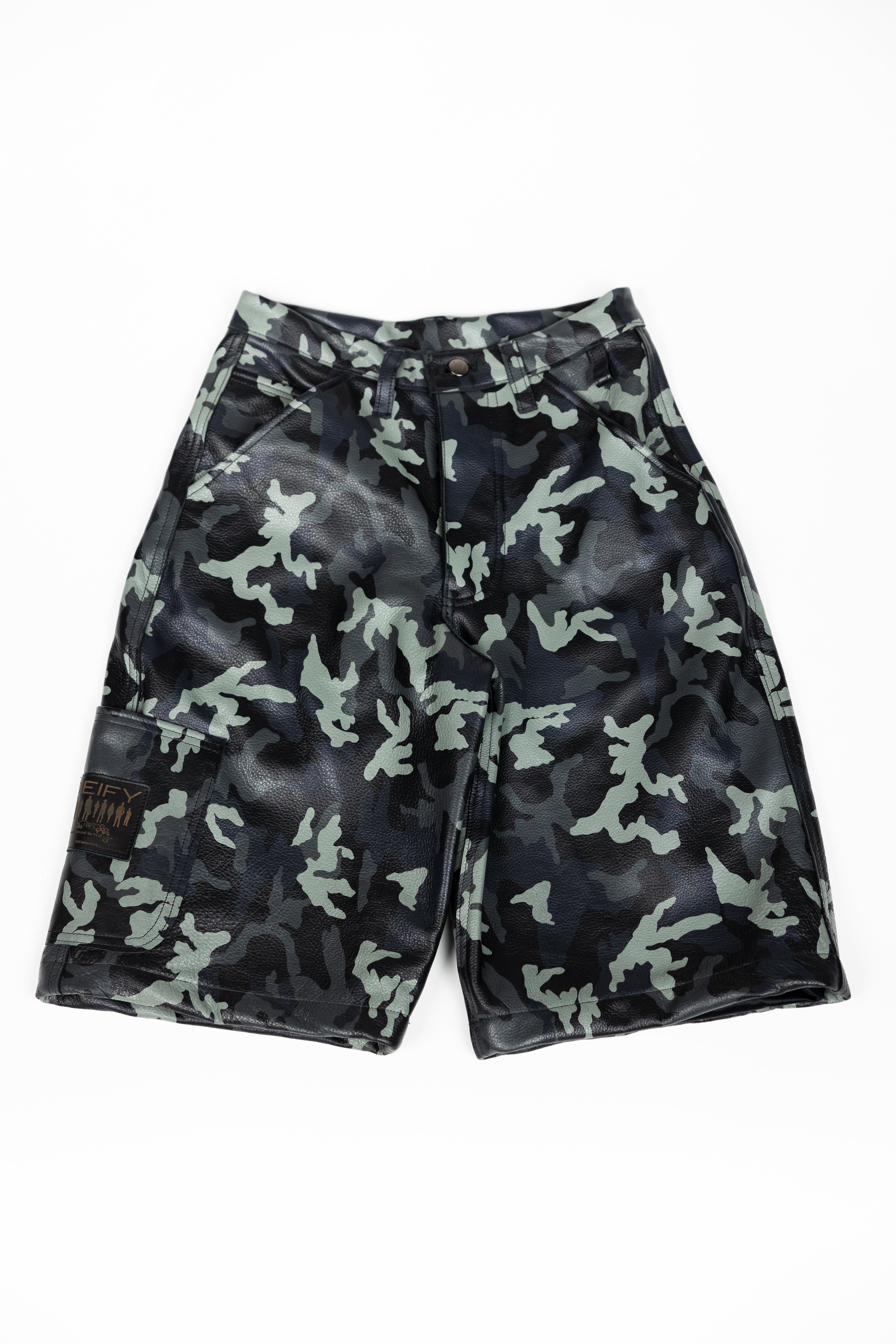 *Deify Camo Leather Shorts
