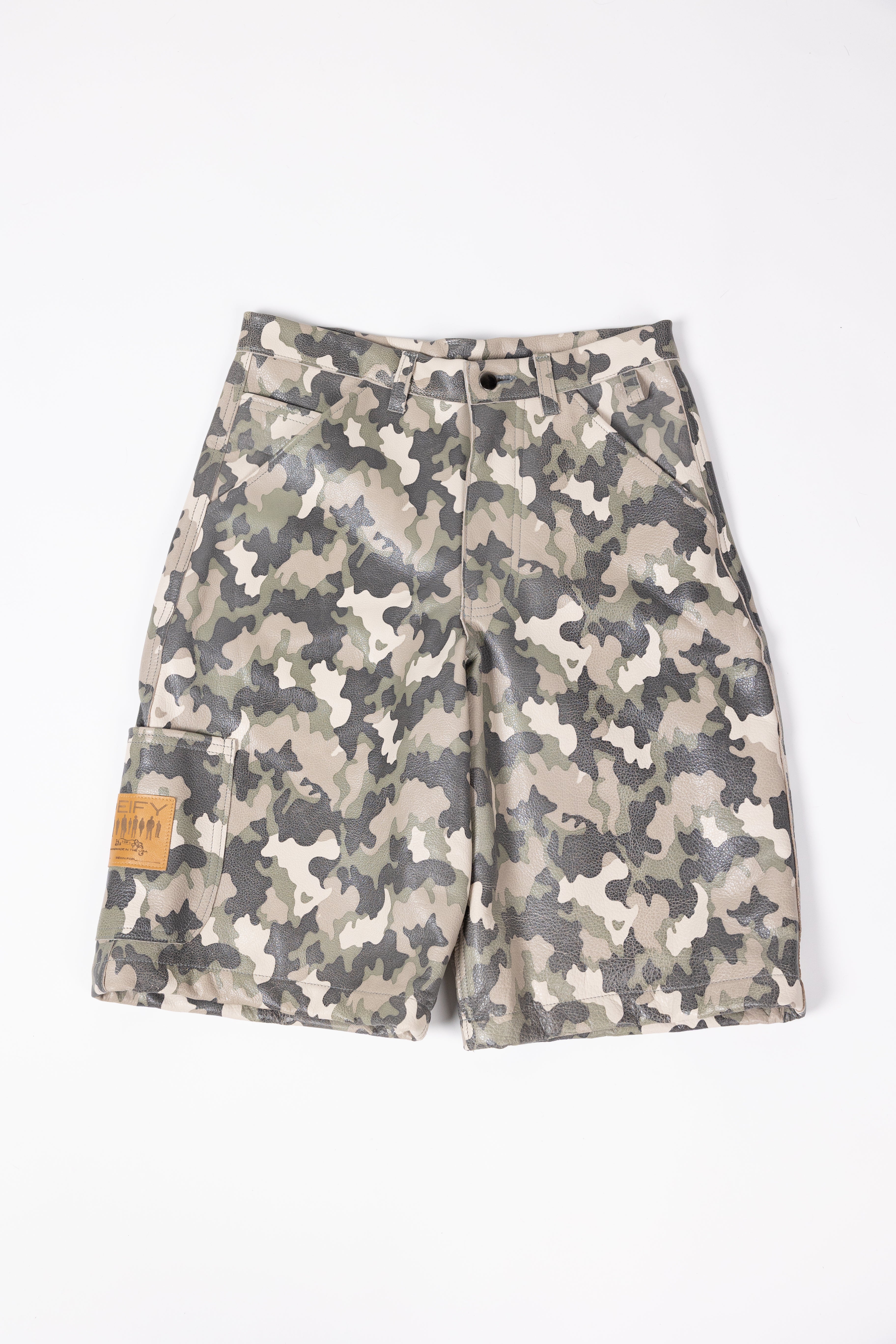 Deify Camo Leather Shorts