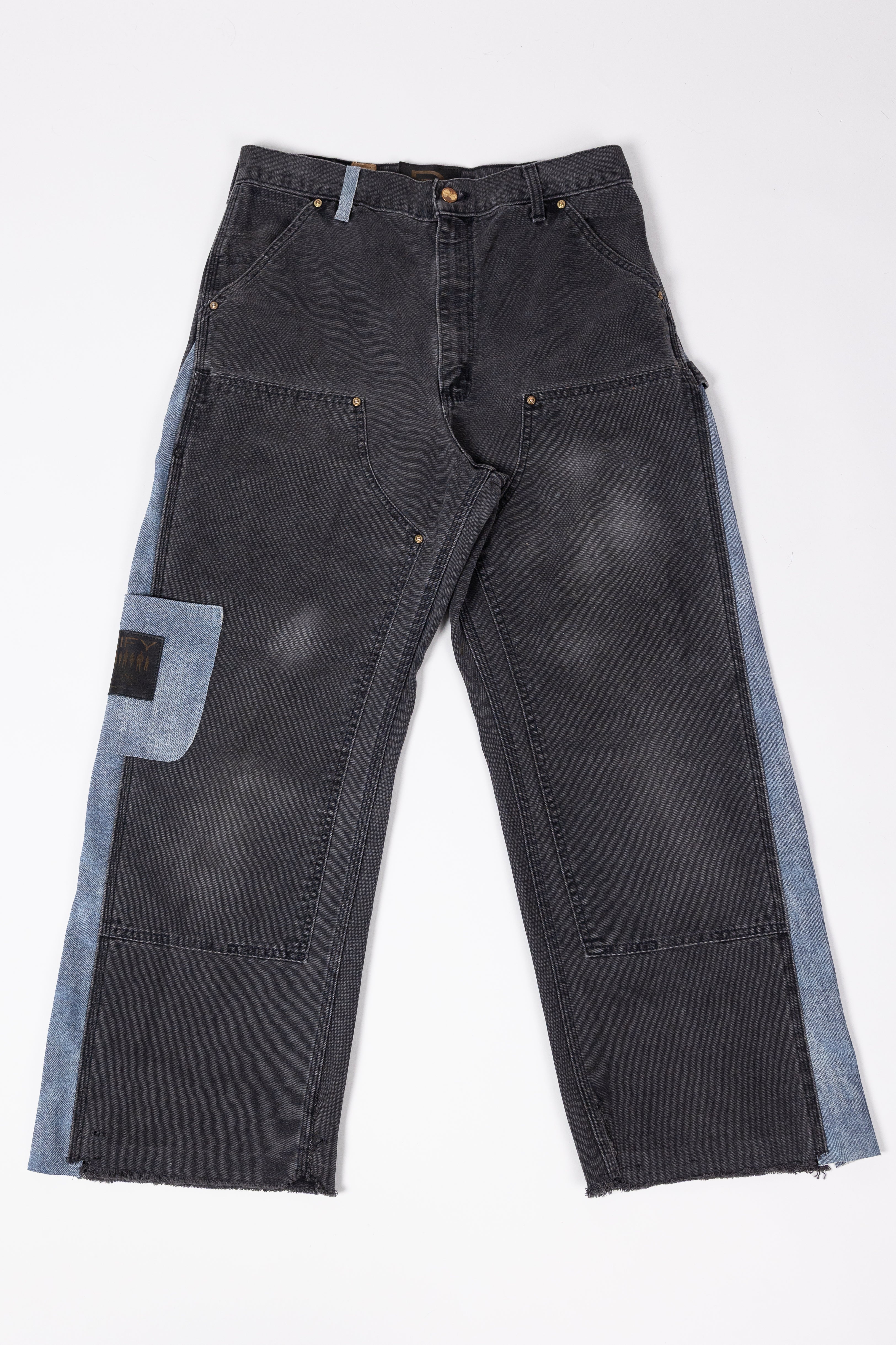 *Deify Denim Leather Flare Carpenter Pants