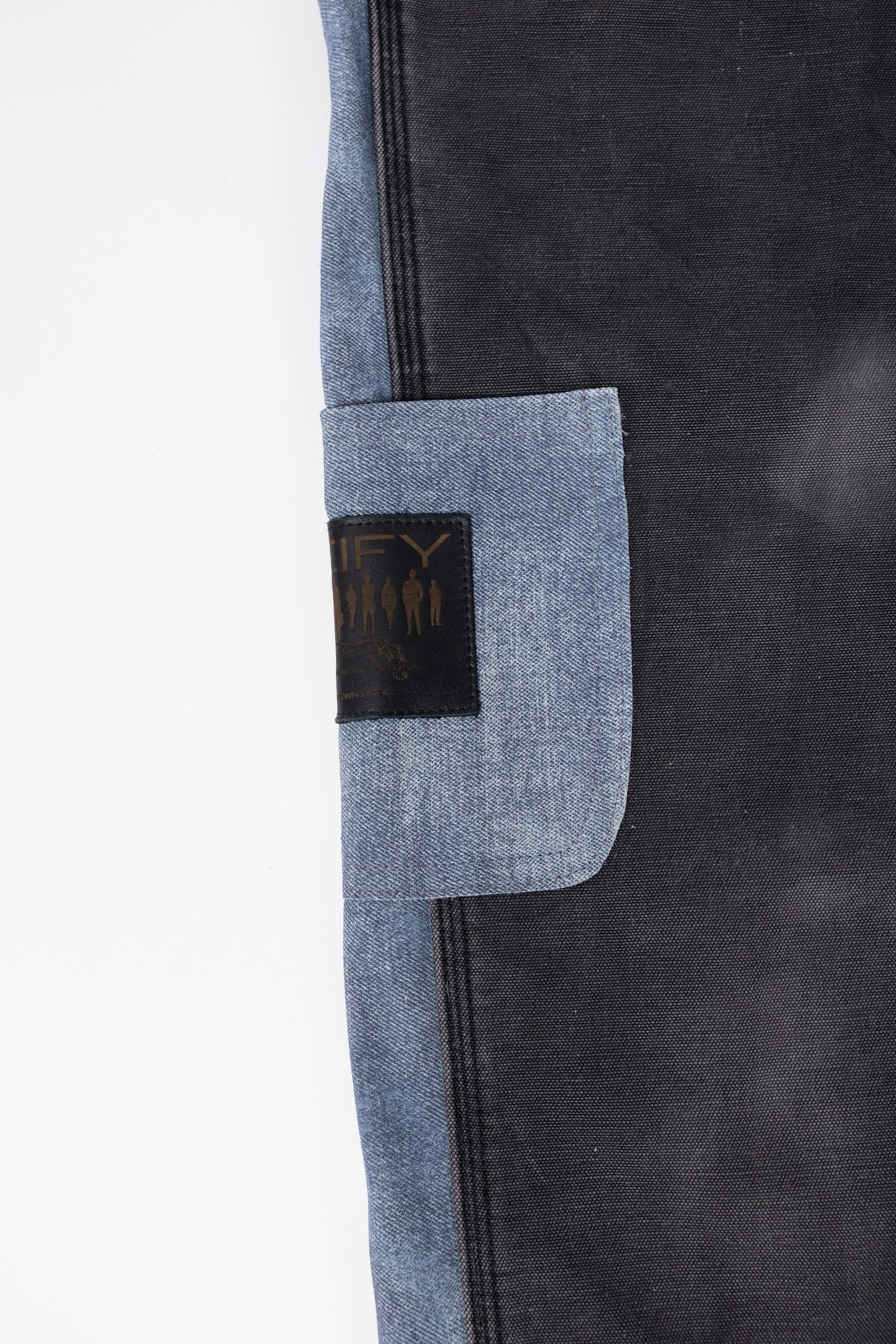 *Deify Denim Leather Flare Carpenter Pants