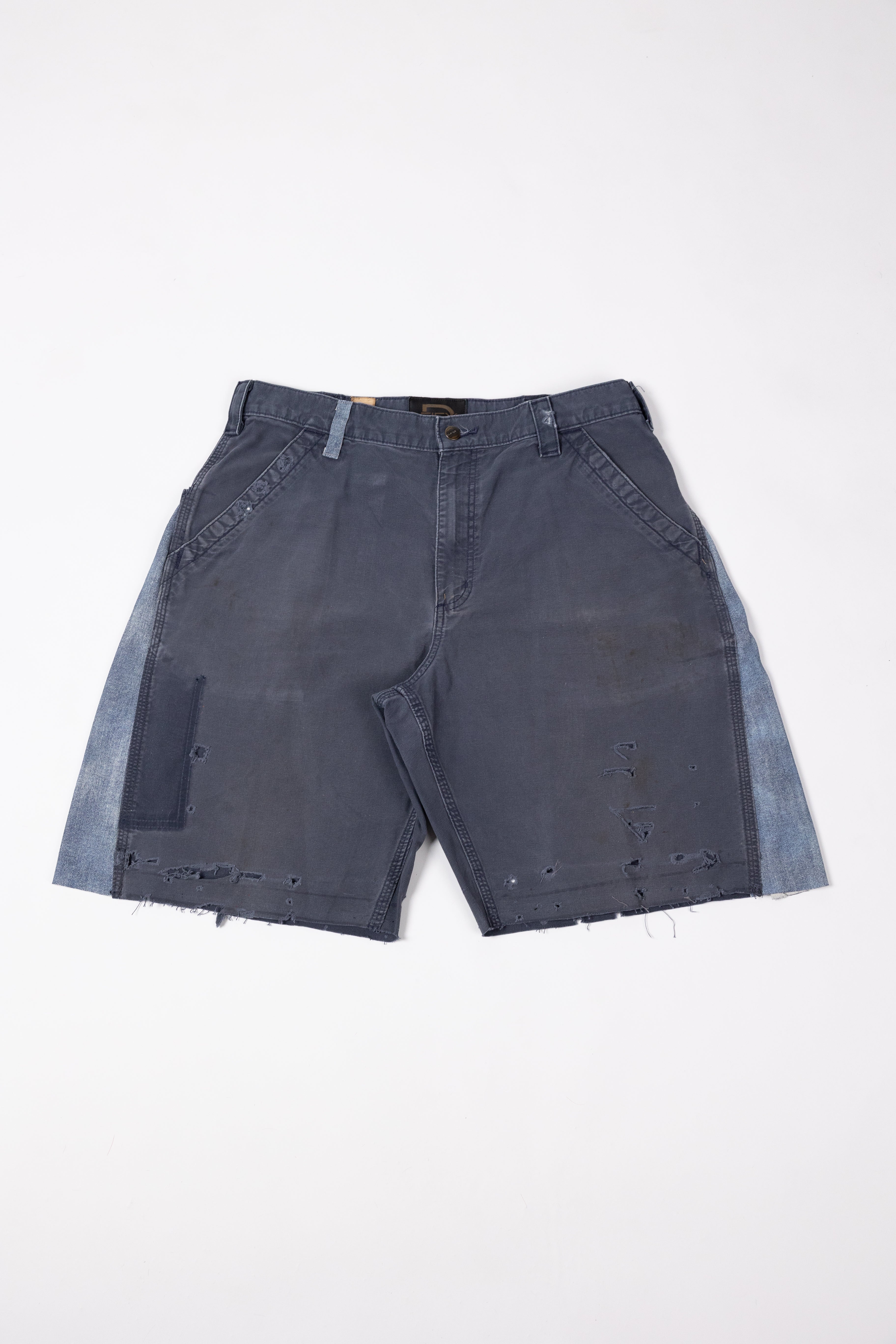 *Deify Denim Leather Flare Shorts