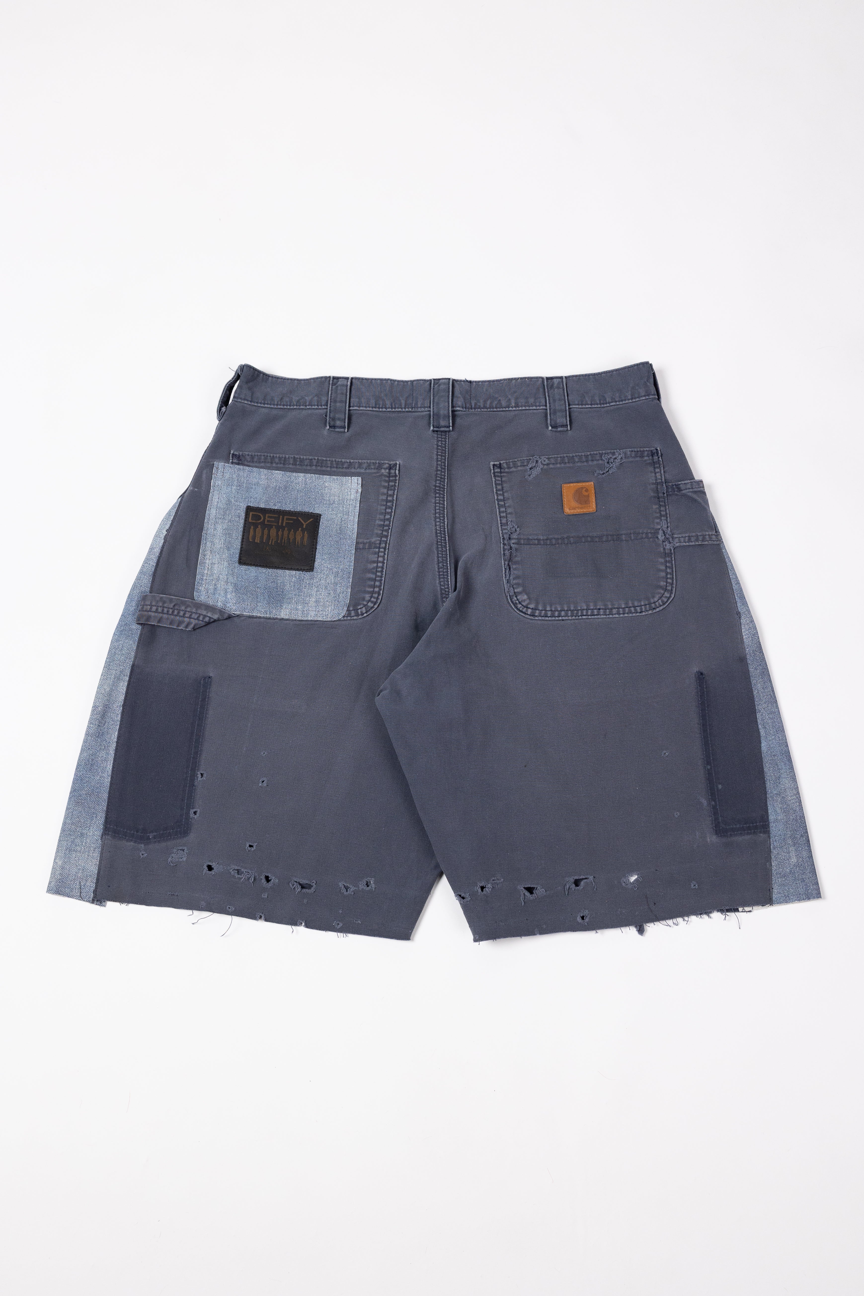 *Deify Denim Leather Flare Shorts