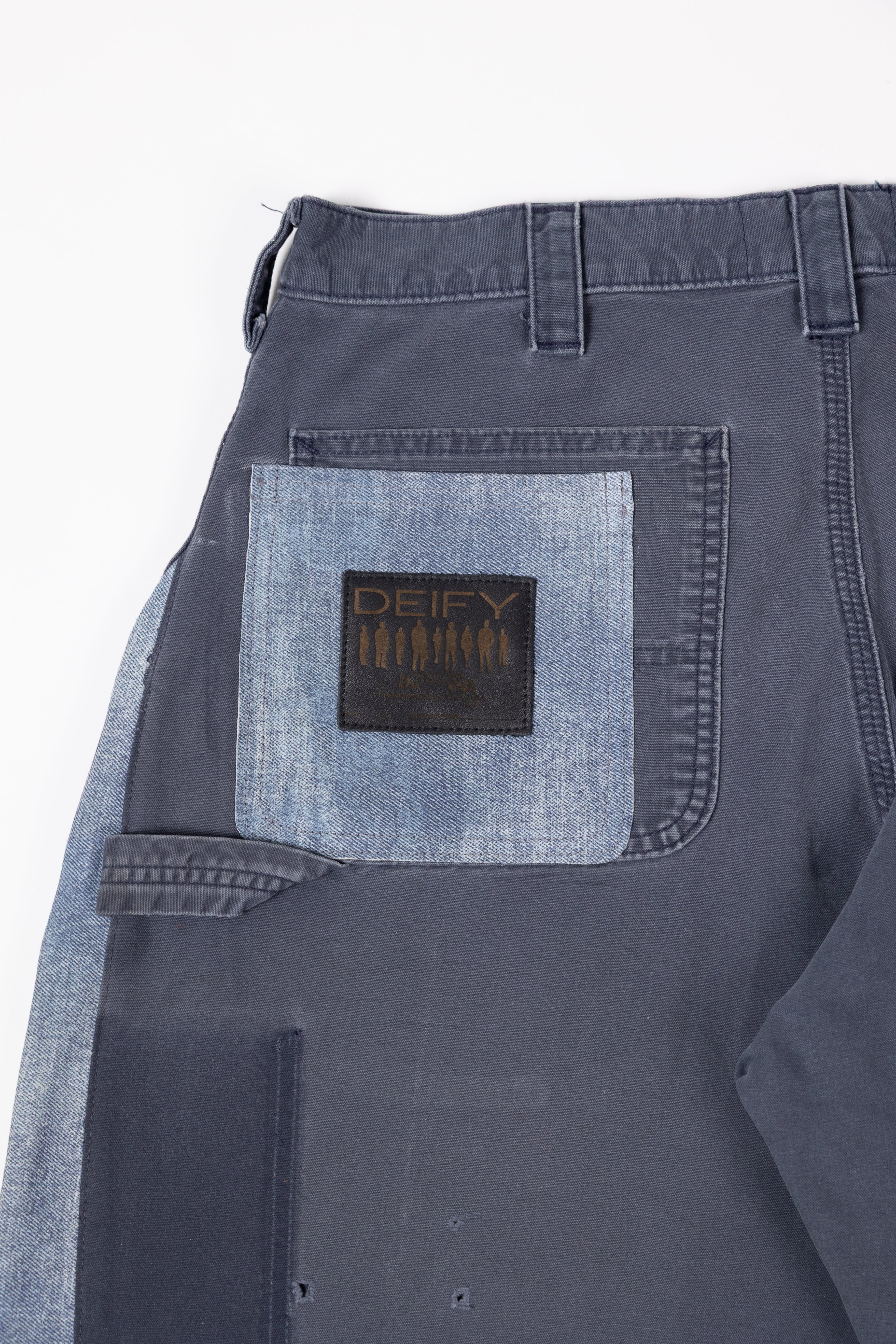 *Deify Denim Leather Flare Shorts