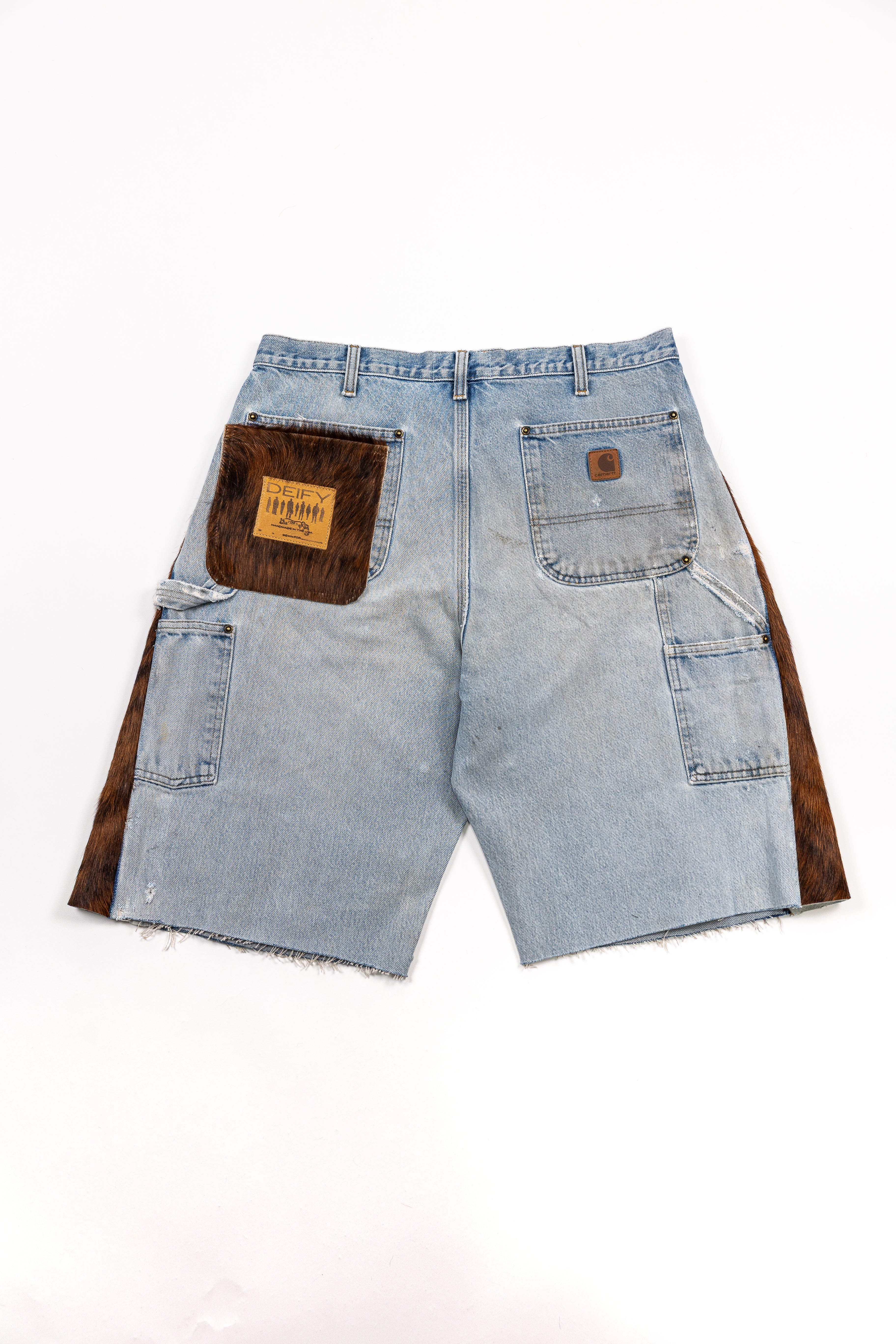 *Deify Cowhide Flare Denim Shorts
