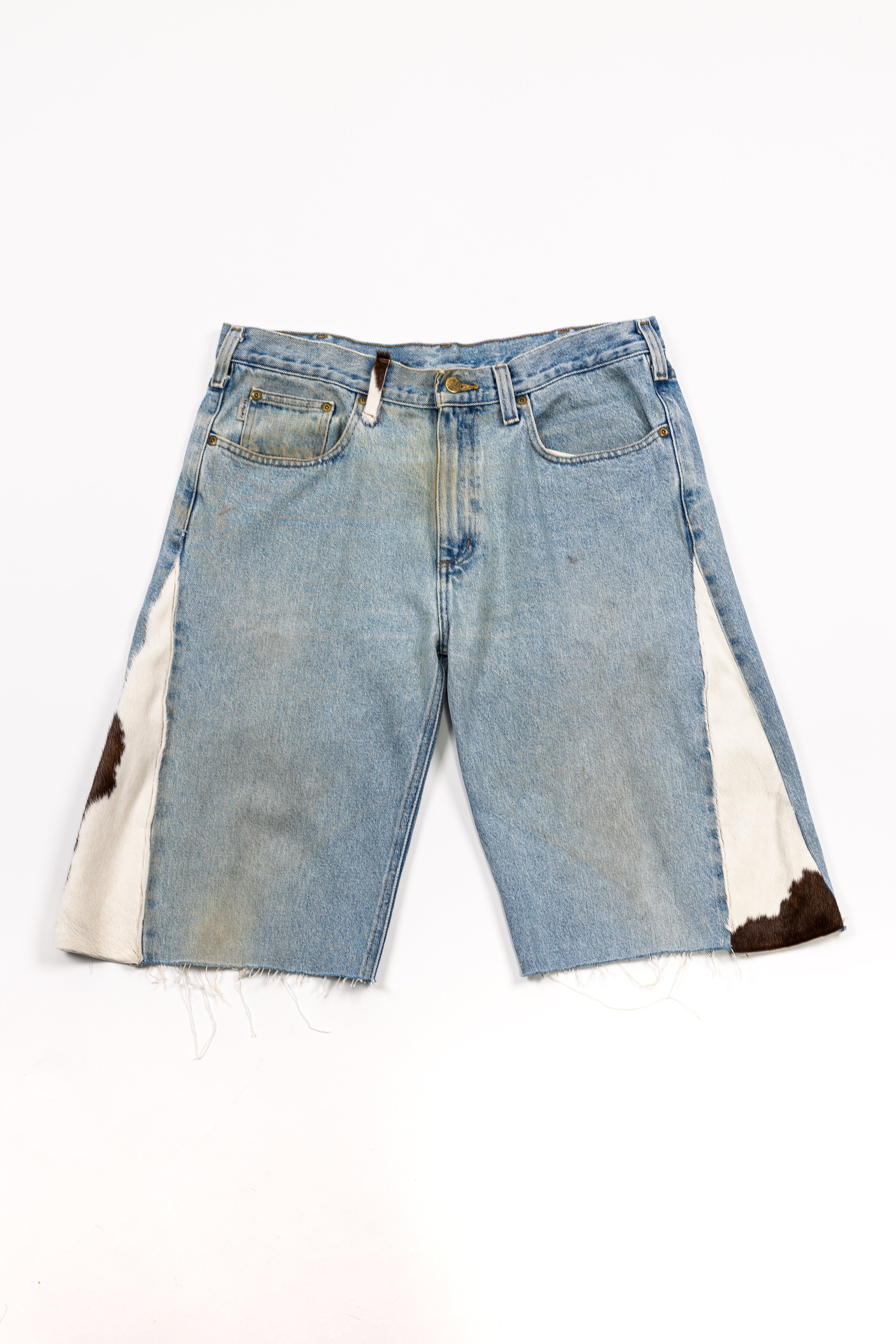*Deify Cowhide Flare Denim Shorts