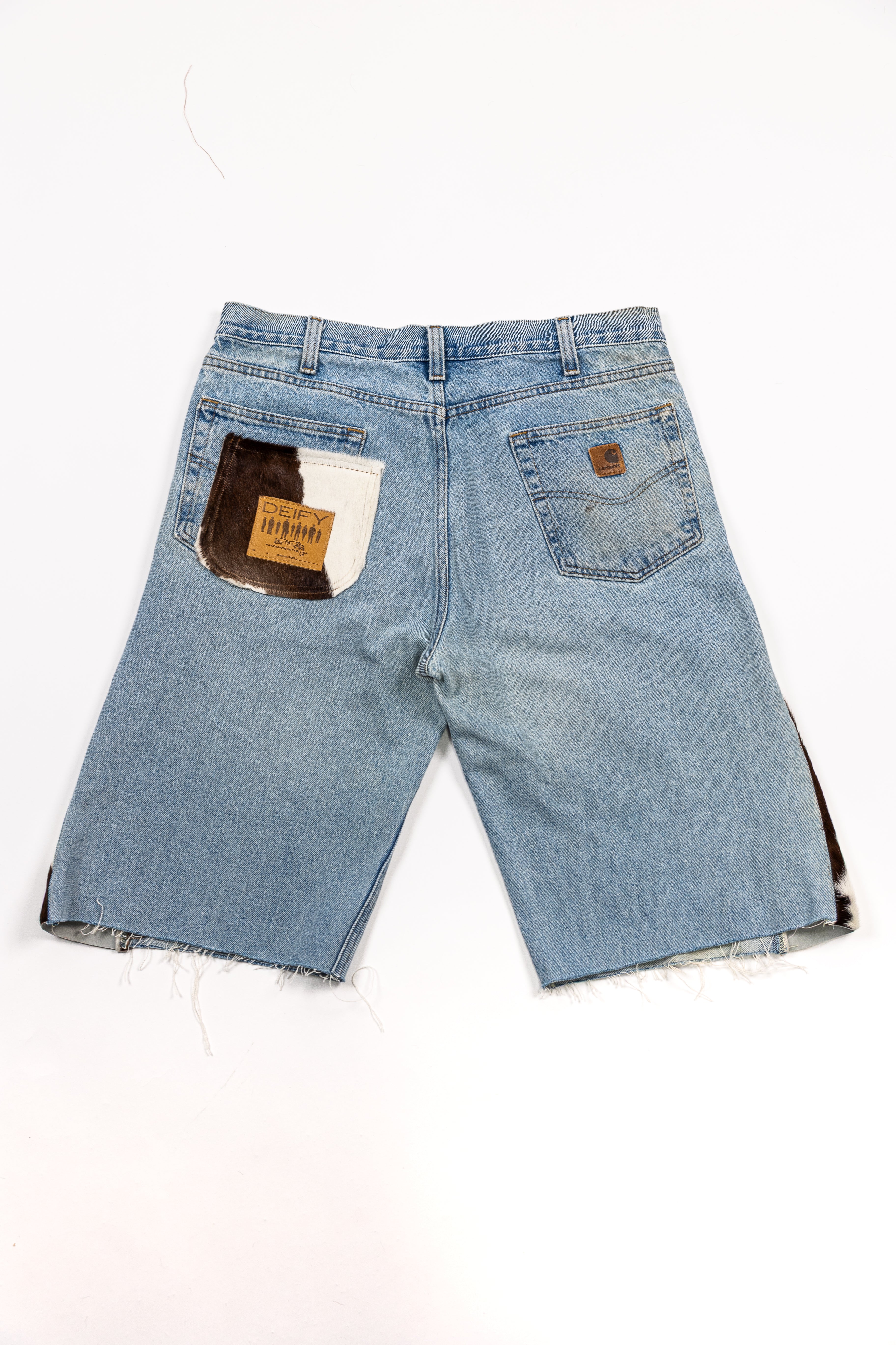*Deify Cowhide Flare Denim Shorts