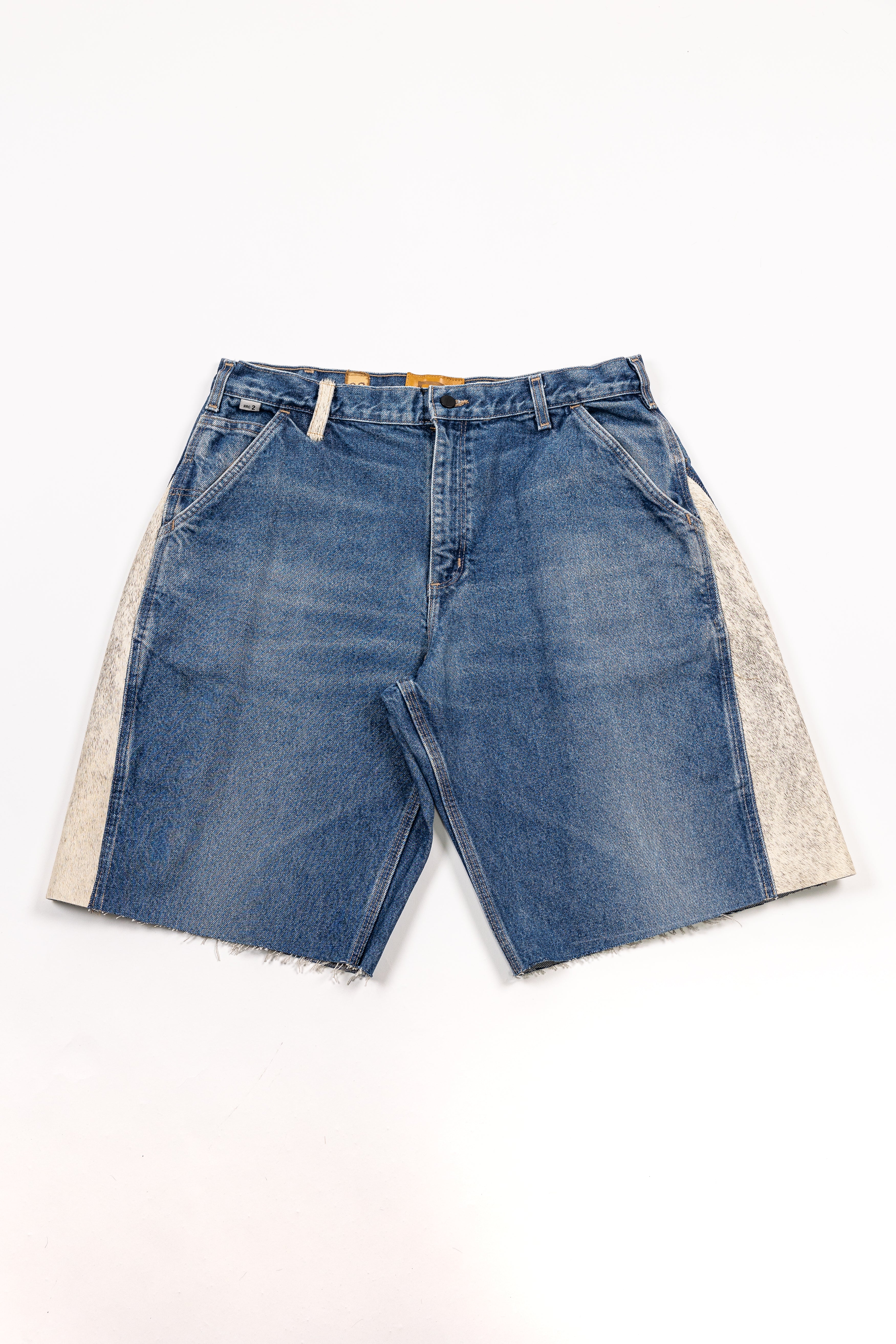 *Deify Cowhide Flare Denim Shorts