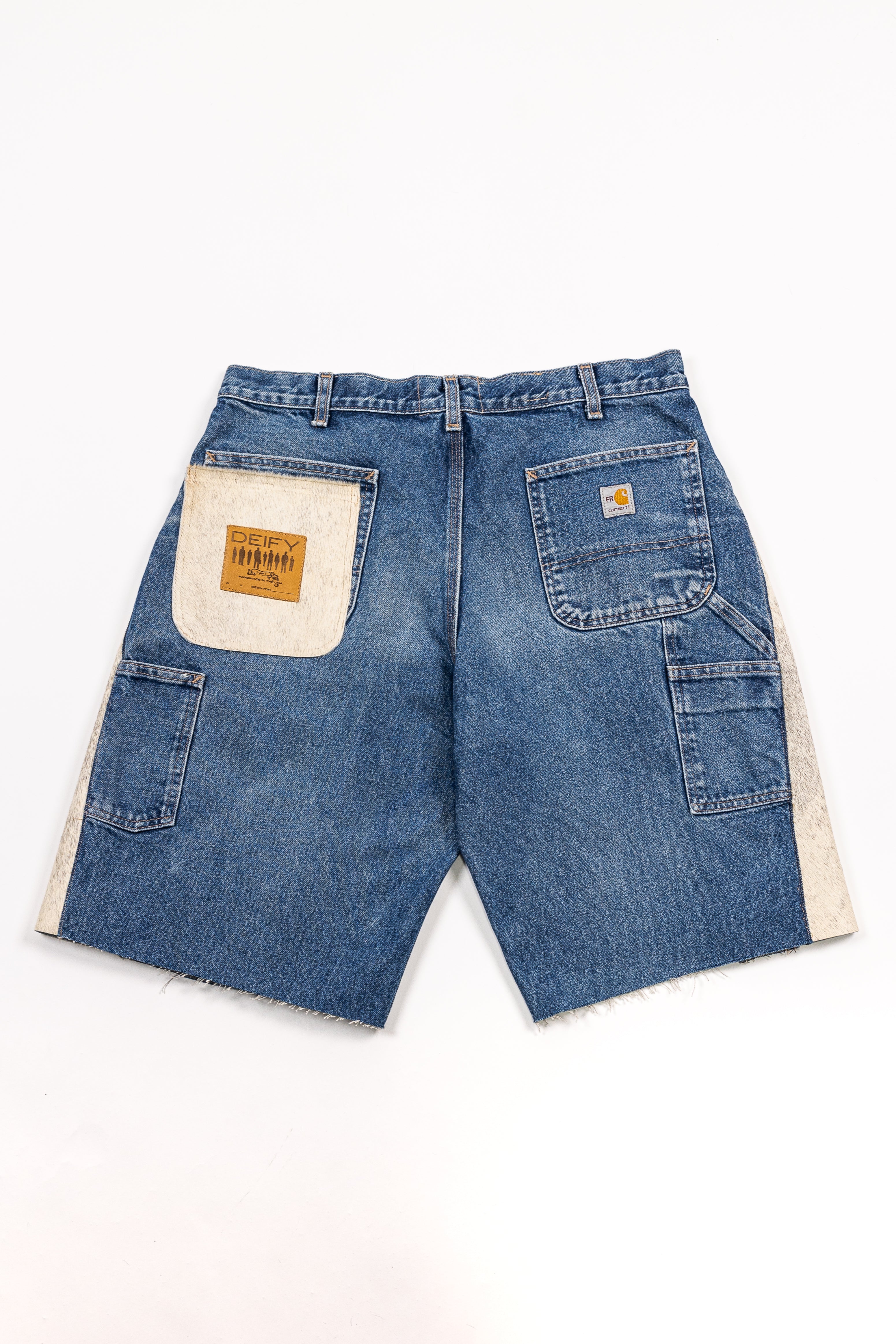 *Deify Cowhide Flare Denim Shorts