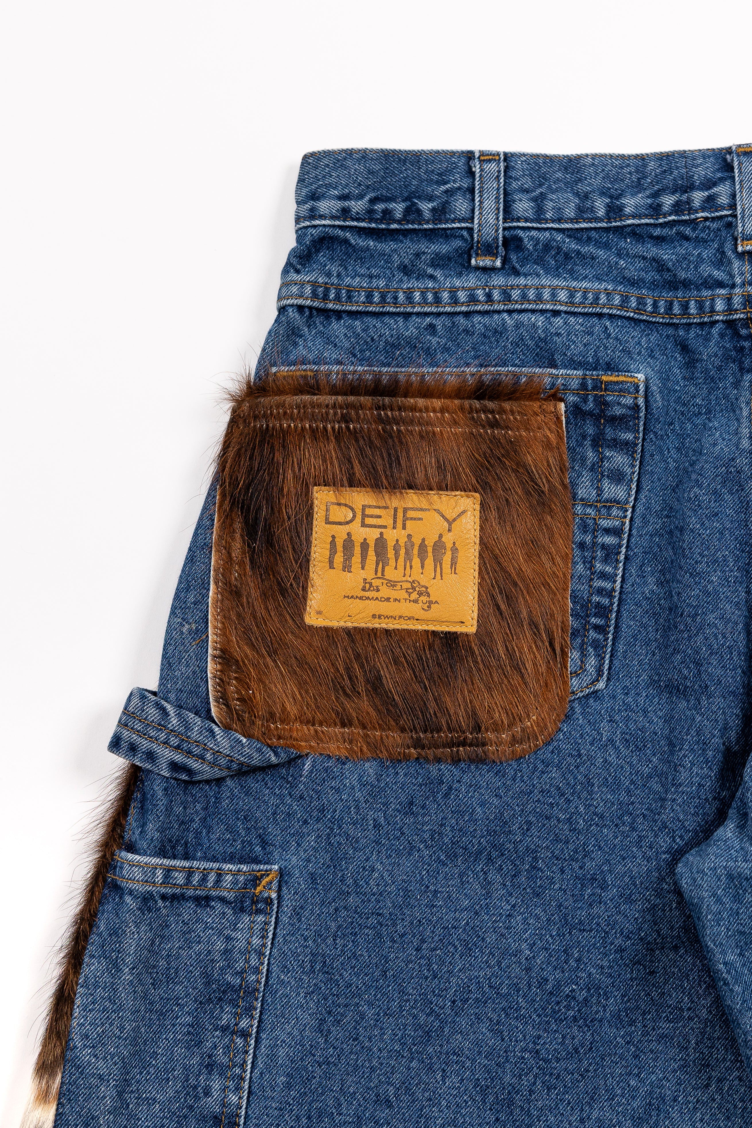 *Deify Cowhide Flare Denim Shorts