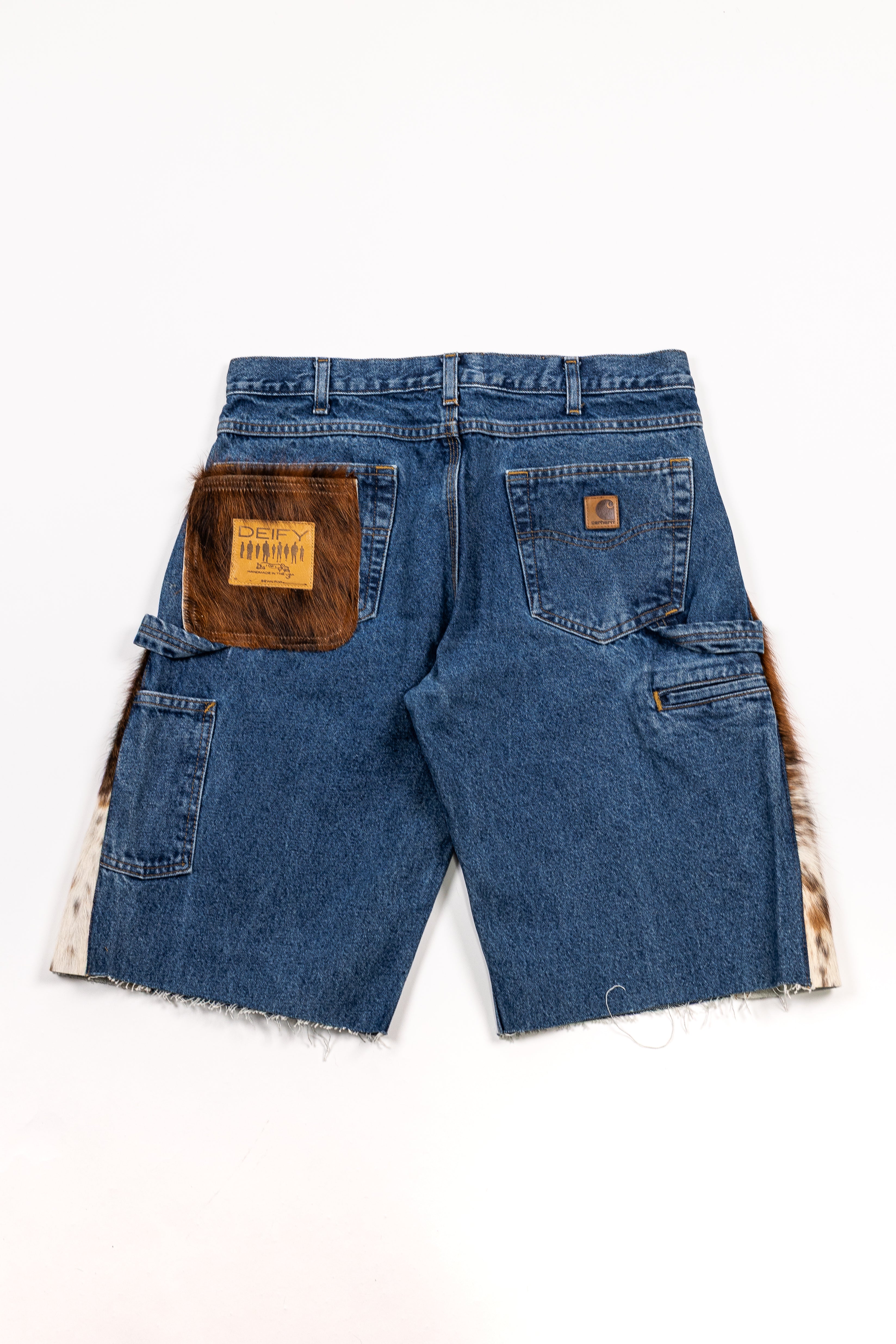 *Deify Cowhide Flare Denim Shorts