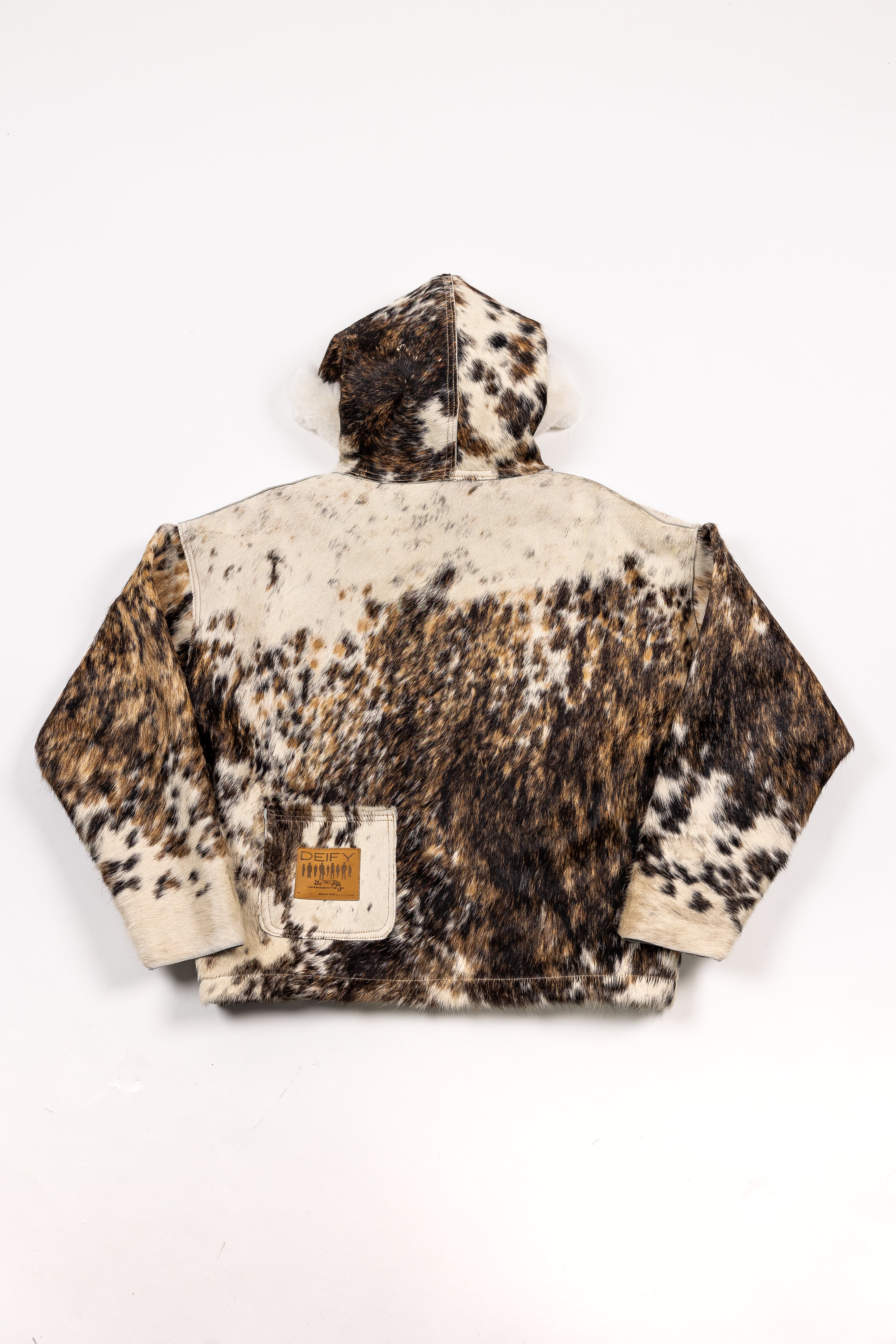 Deify Cowhide Rabbit Hooded Jacket