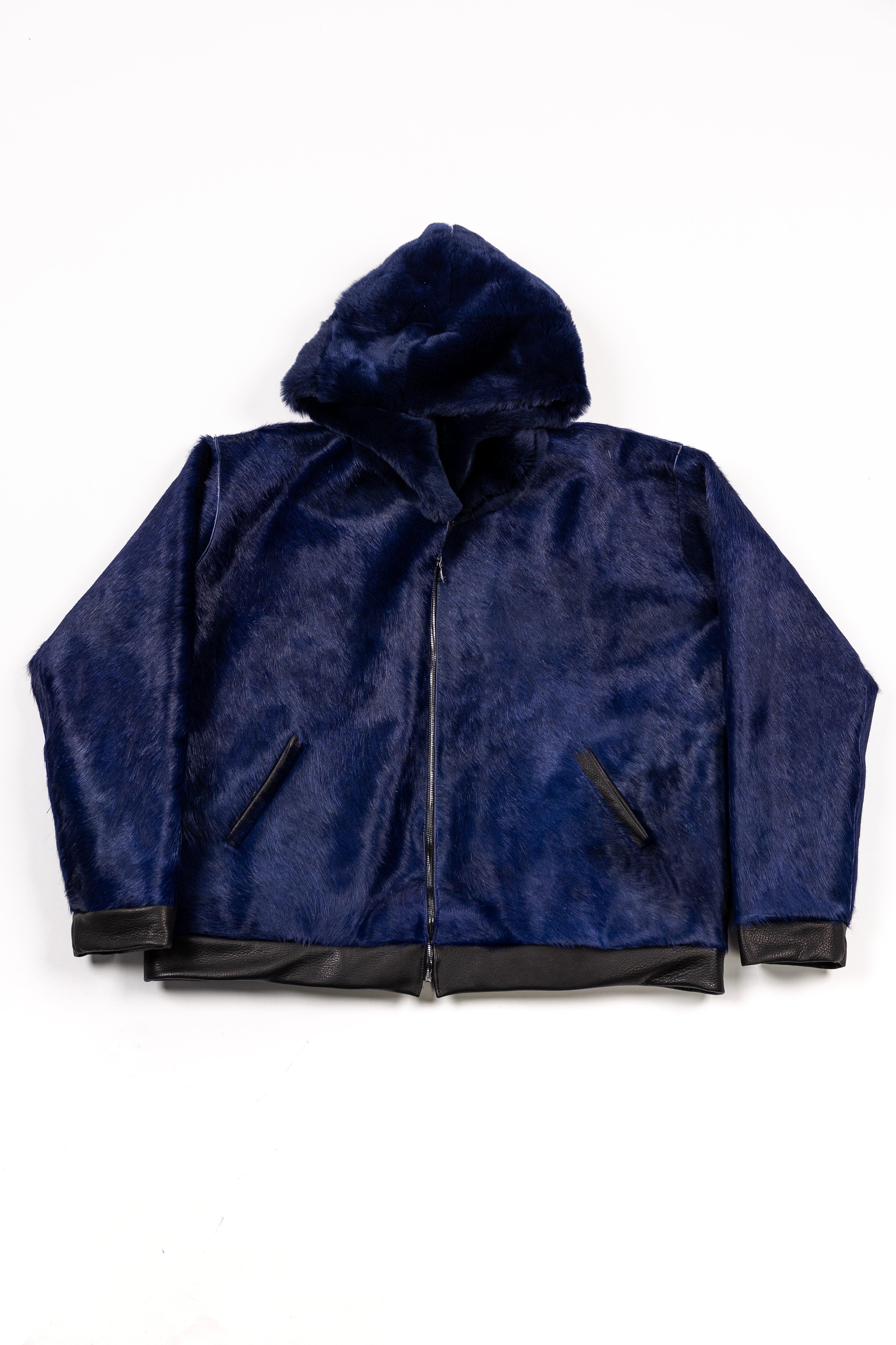 Deify Cowhide Rabbit Zip Up Hooded Jacket