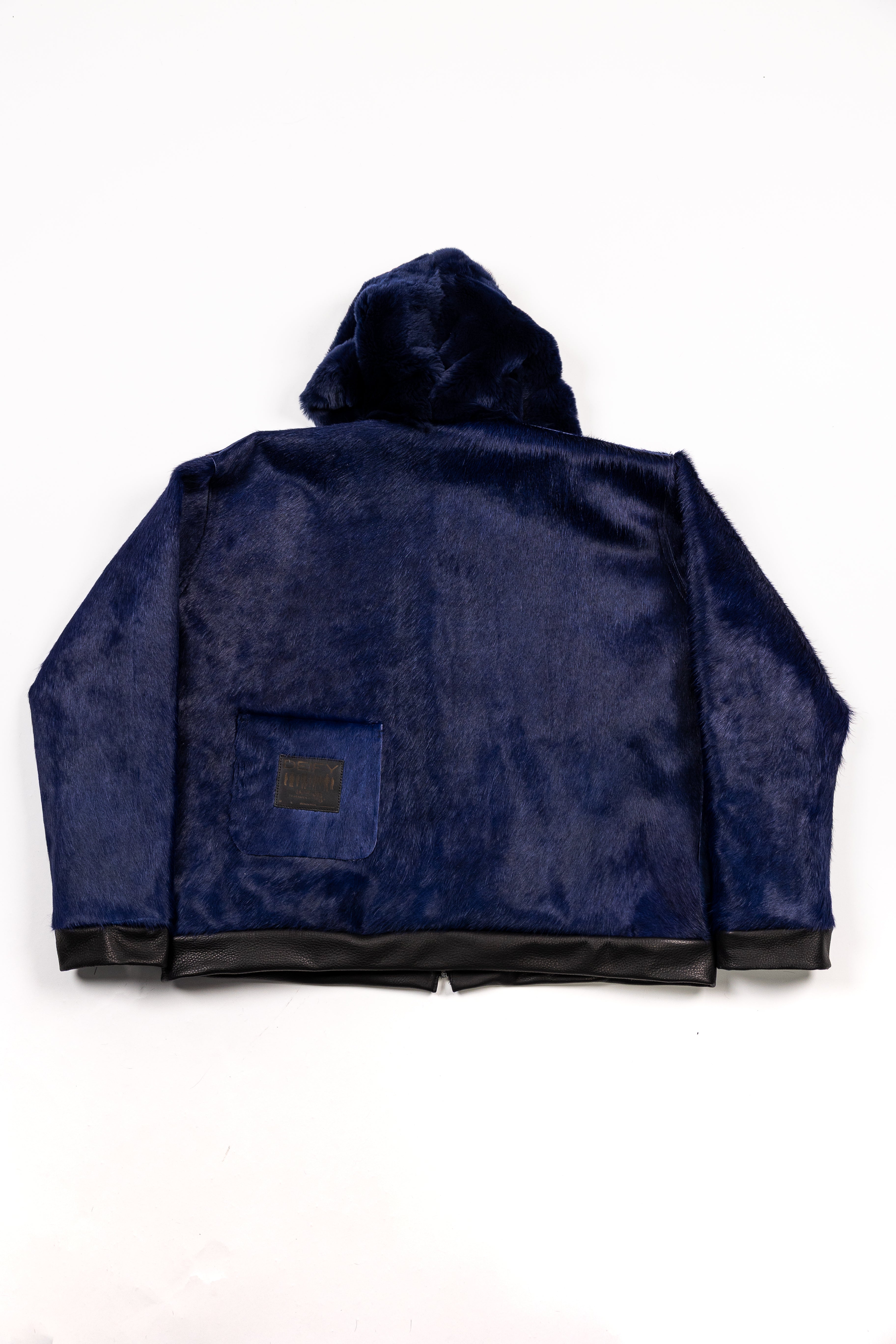 Deify Cowhide Rabbit Zip Up Hooded Jacket