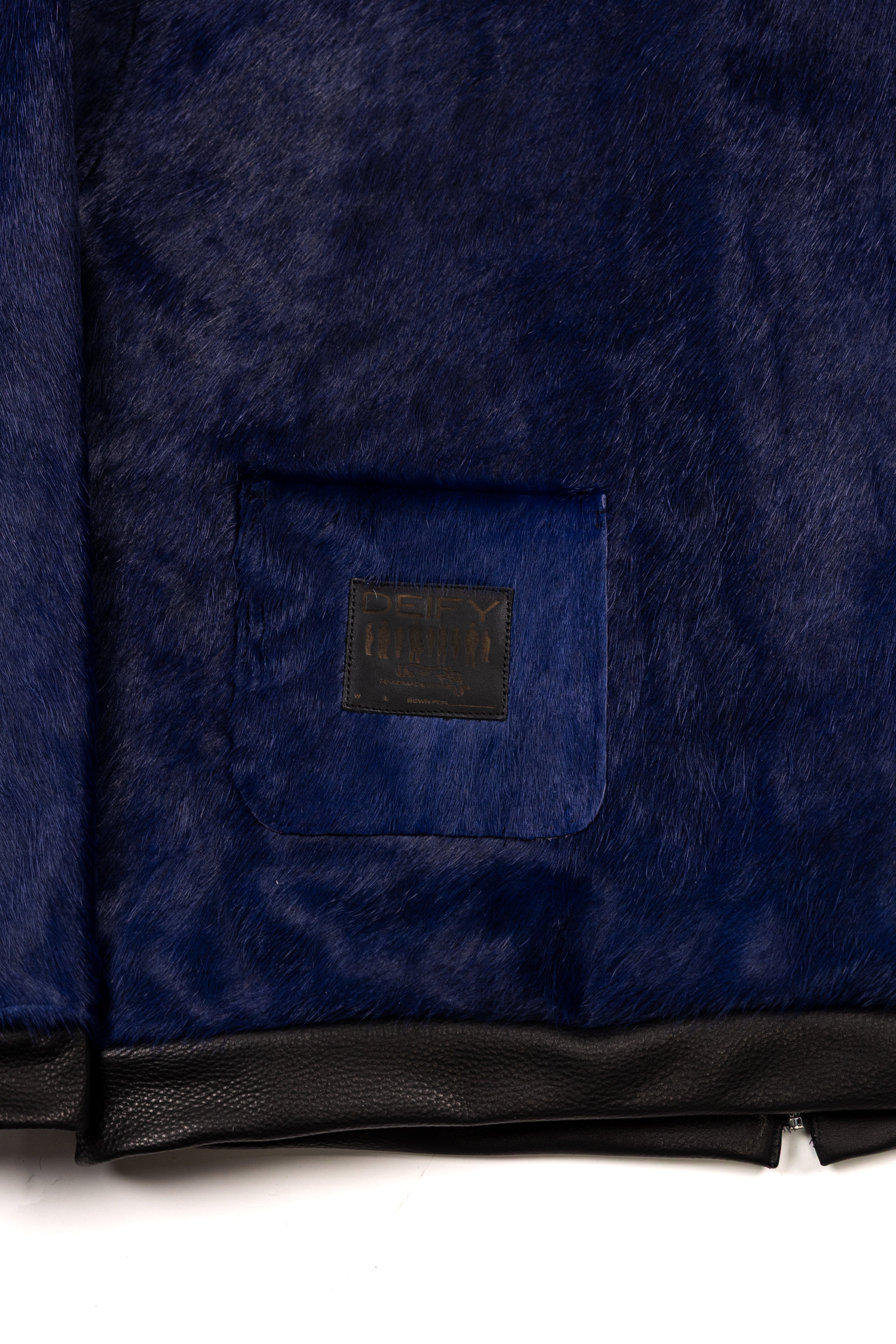 Deify Cowhide Rabbit Zip Up Hooded Jacket