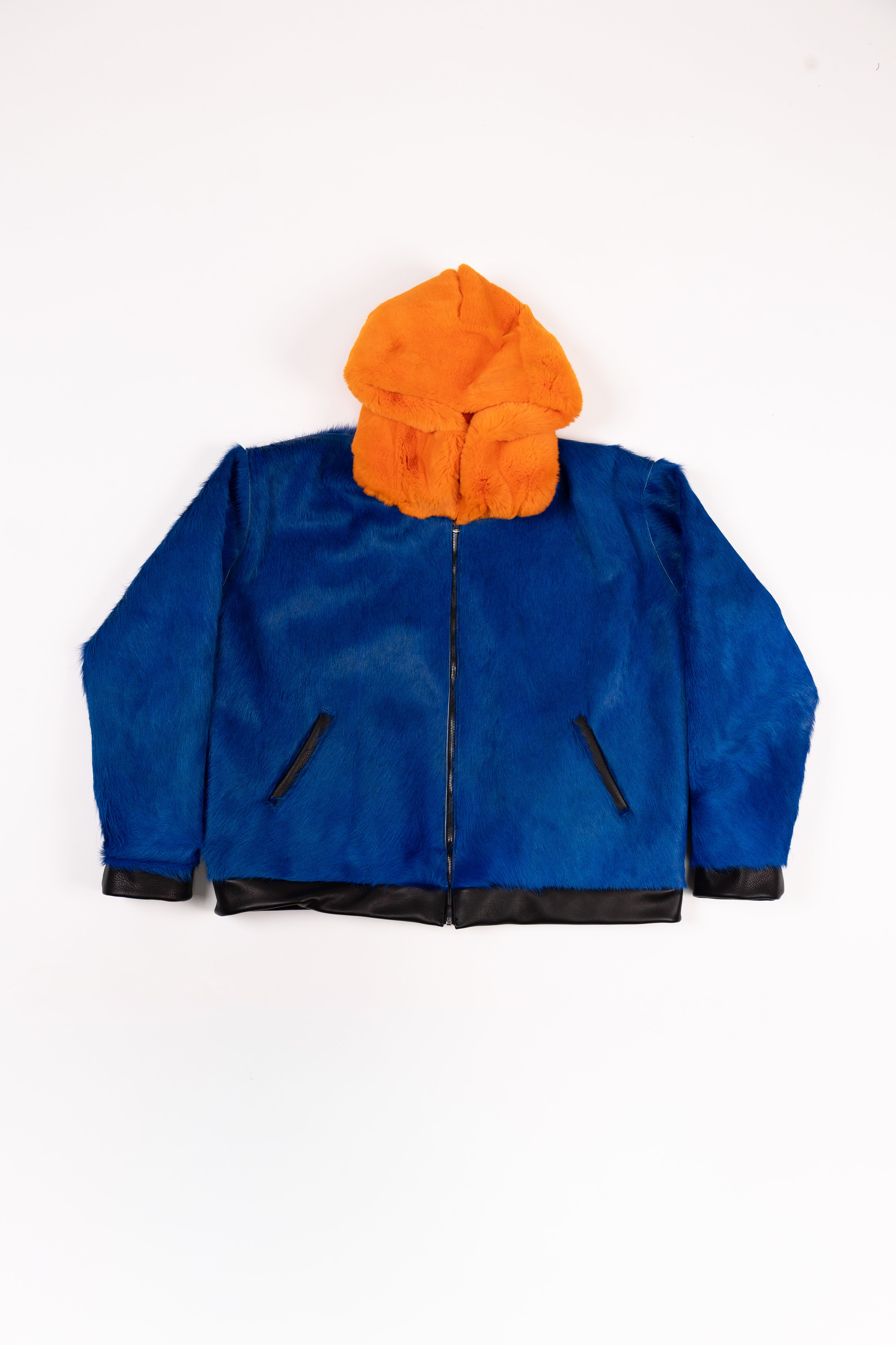 Deify Cowhide Rabbit Zip Up Hooded Jacket